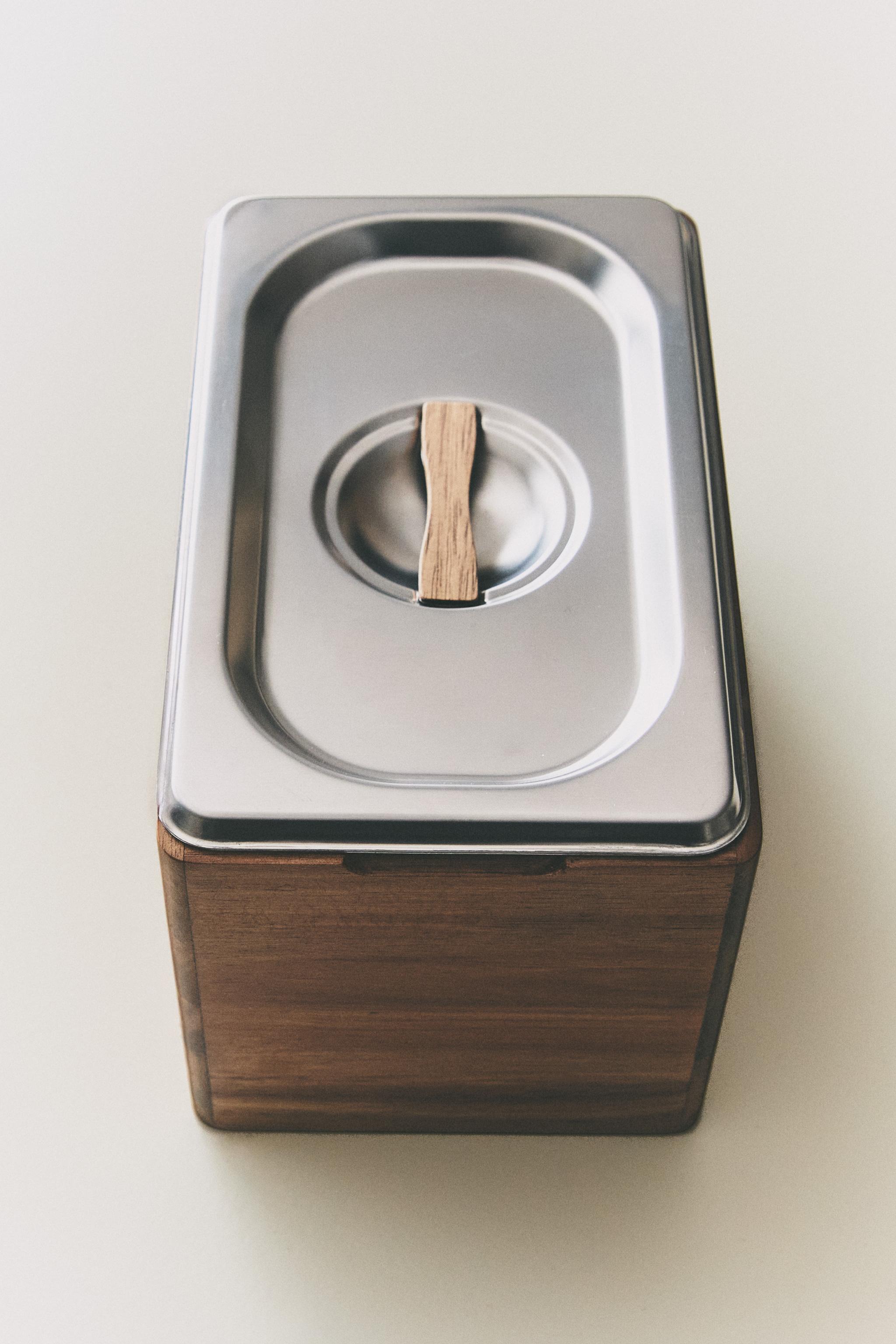 RÉCIPIENT À GLACE EN ACIER ET BOIS